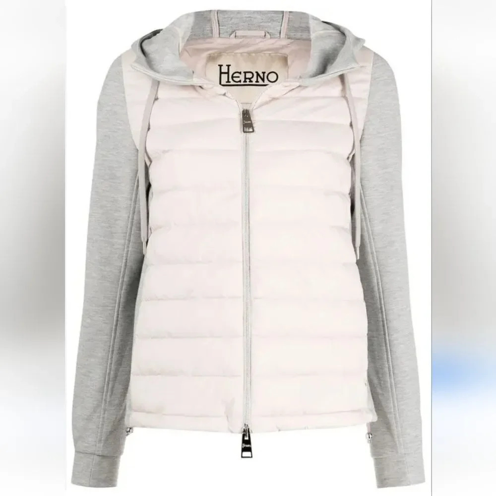Herno Authentic Down Hooded Bomber Jacket - Rosa-Gray Size 40 US 6/8
